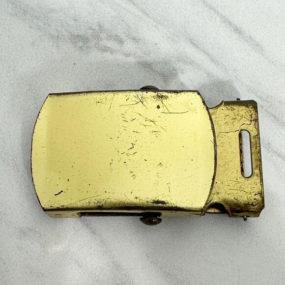 Gold Tone Web Clamp Simple Basic Belt Buckle - Picture 1 of 8